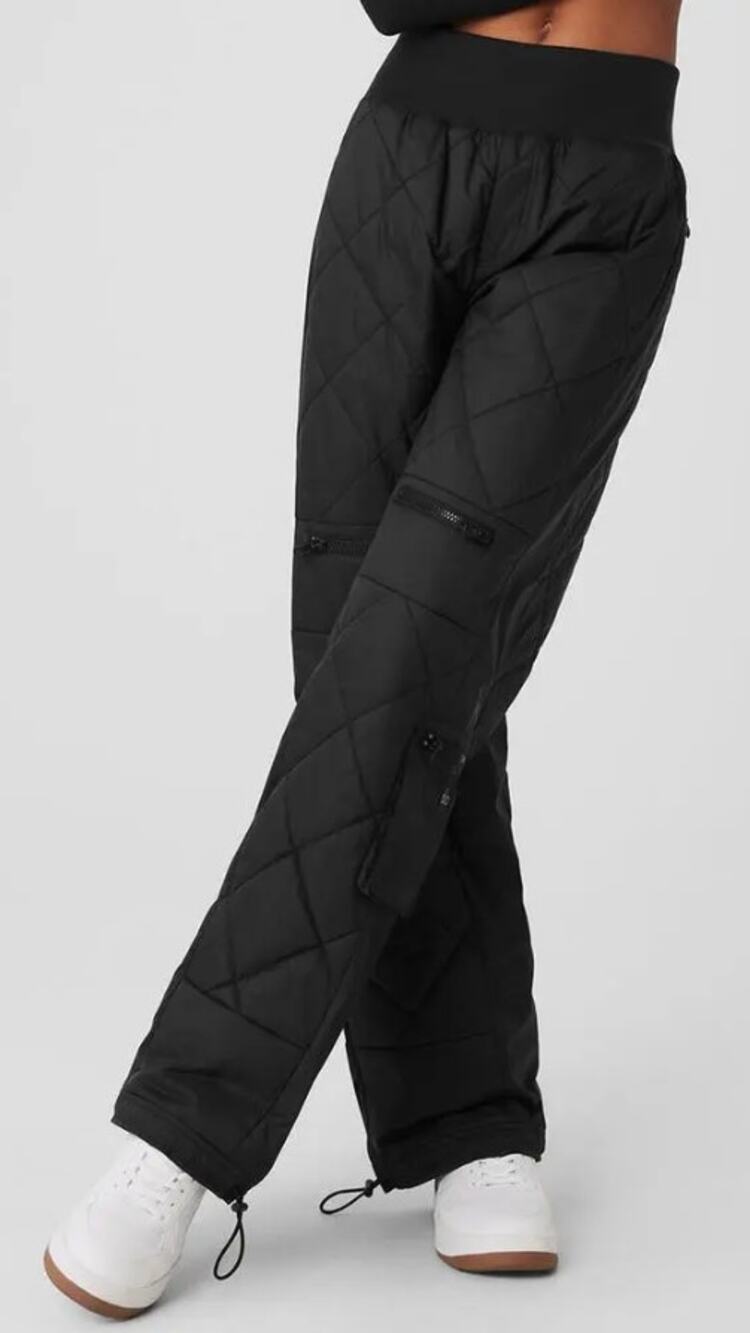 Alo Yoga High Waist Snowrider Puffer Pants Black Womens XS Outdoor Winter Ski